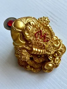 BLESSED Small Wealth Frog with COIN RED RUBY + RED BACK to BRING HIGH LEVEL OF LUCK & WEALTH & LONG LIFE , PROTECTION IN HOME