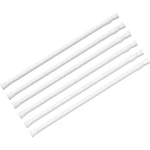 6 Pcs White Spring Loaded No Drilling Tension Curtain Rod 28-48 Inches Adjustable Expandable Curtain Rods for Windows Kitchen Bathroom Home