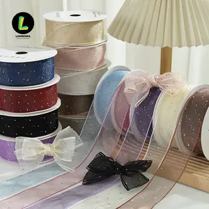 Christmas Hot Diamond Ribbon Sheer Glitter Mesh Ribbons Hot Diamond Yarn Belt Handmade DlY Bow Ribbon Gift Box Packaging Material