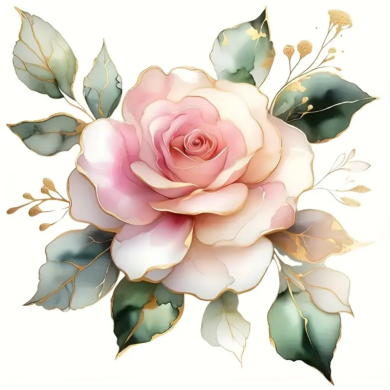 6-inch Bright Rose Vinyl Stickers - Self Adhesive Paper Suitable for Cars, Laptops, Bottles, Cups - Pink and Gold Flower Patterns, Car Stickers, Car Decal
