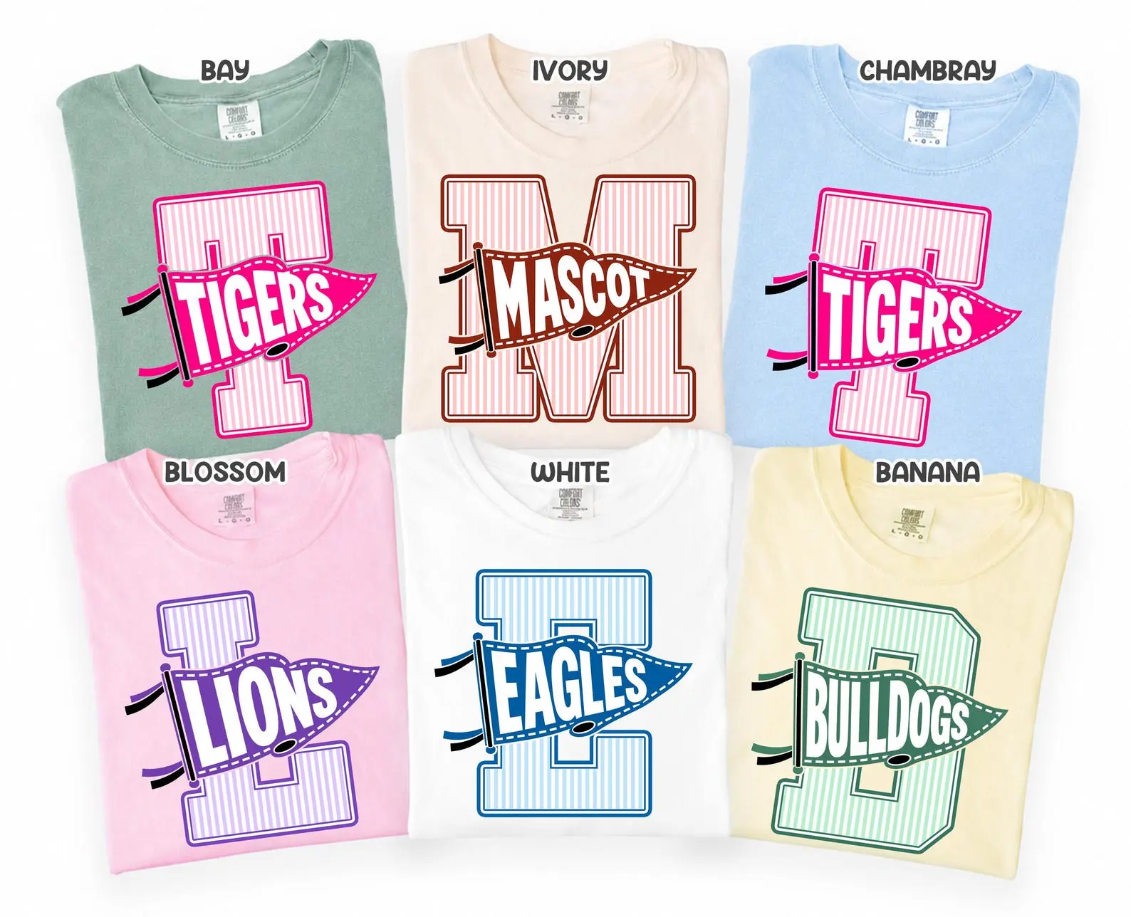 Custom School Mascot Shirt, Personalized Varsity Letter Tee, Game Day School Spirit Shirt, Back to School Gift, Comfort Colors Tee