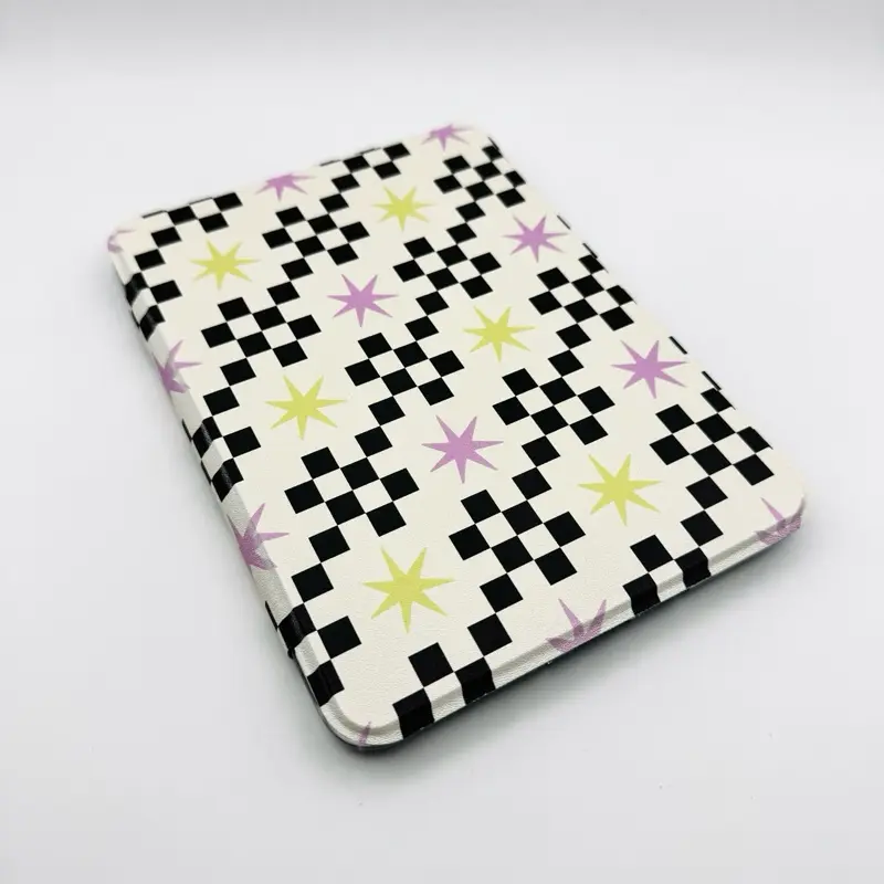 Clear Back Kindle Case with Hand Drawn Art and Hand Strap Faux Leather for 6 6.8 7 Inch Models Magnetic Closure Auto Wake Sleep Function - Cover