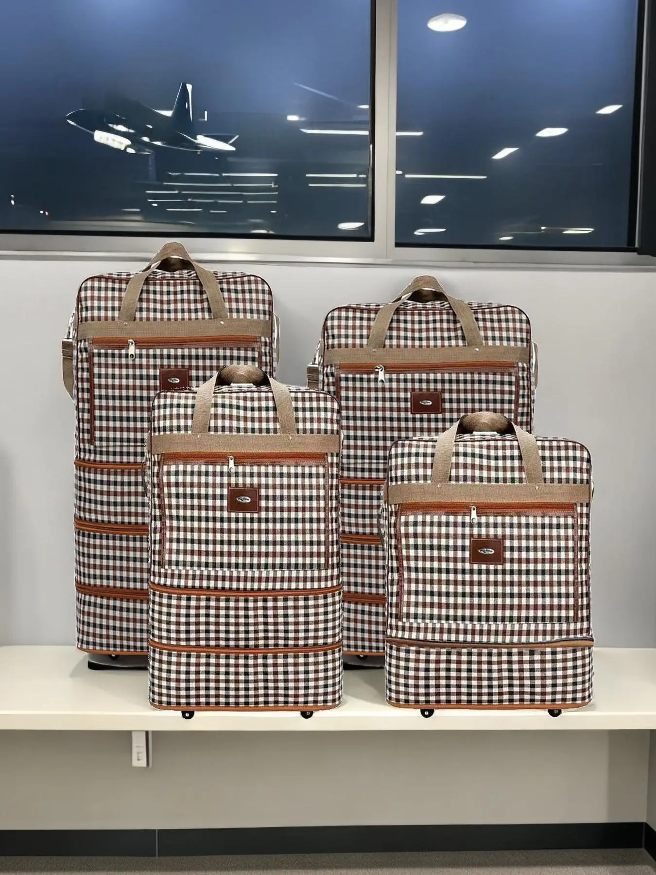 Plaid Pattern Travel Bag, Large Capacity Moving Storage Bag, Business Trip Travel Bag, Travel Accessories, Travel Organizer for Men & Women