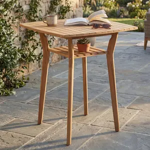 CHAIRUS 39.5" Solid Acacia Wood Outdoor Bar Table, Waterproof High Top Pub Table, Counter Height Bistro Table for Patio, Backyard, Balcony, Home Decor