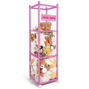 Extra Large Stuffed Animal Storage with Wheels & Elastic Cord Holds Up to 250 Plush Toys Perfect for Playroom & Birthday Racks