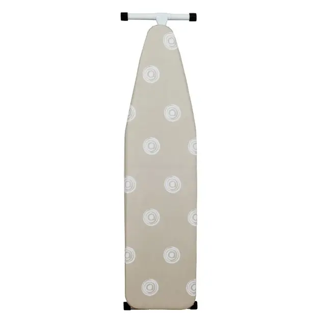 Mainstays Full‑Size T‑Leg Ironing Board – 53" x 14", Adjustable Height, Steel Frame, Thick Padded Cotton Cover, Non‑Slip Feet, Beige