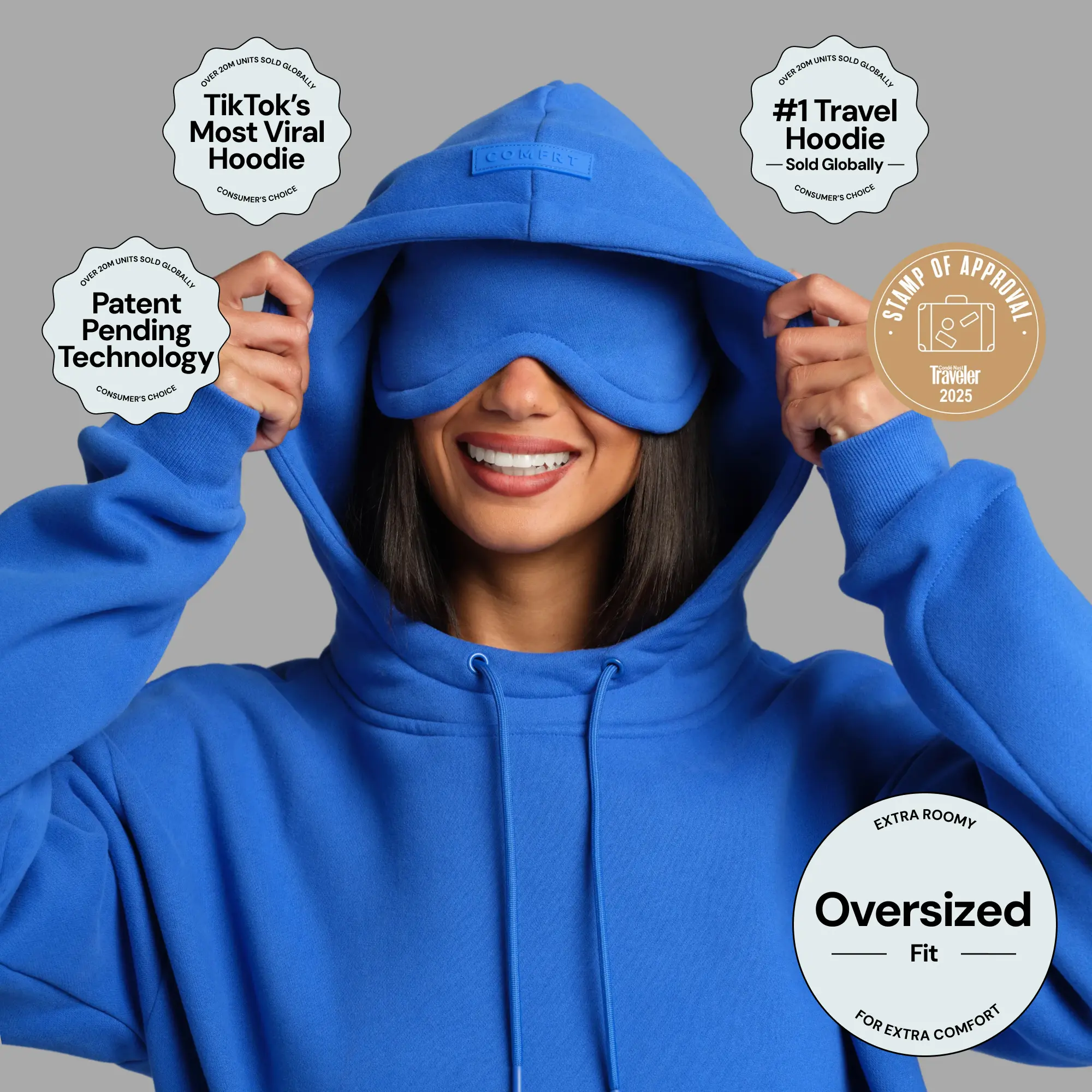 Comfrt | Airplane Mode Travel Hoodie | Oversized Hoodie With Eye Mask For Travel & Airport Style Comfrt | Airplane Mode Travel Hoodie | Oversized Hoodie With Eye Mask For Travel & Airport Style