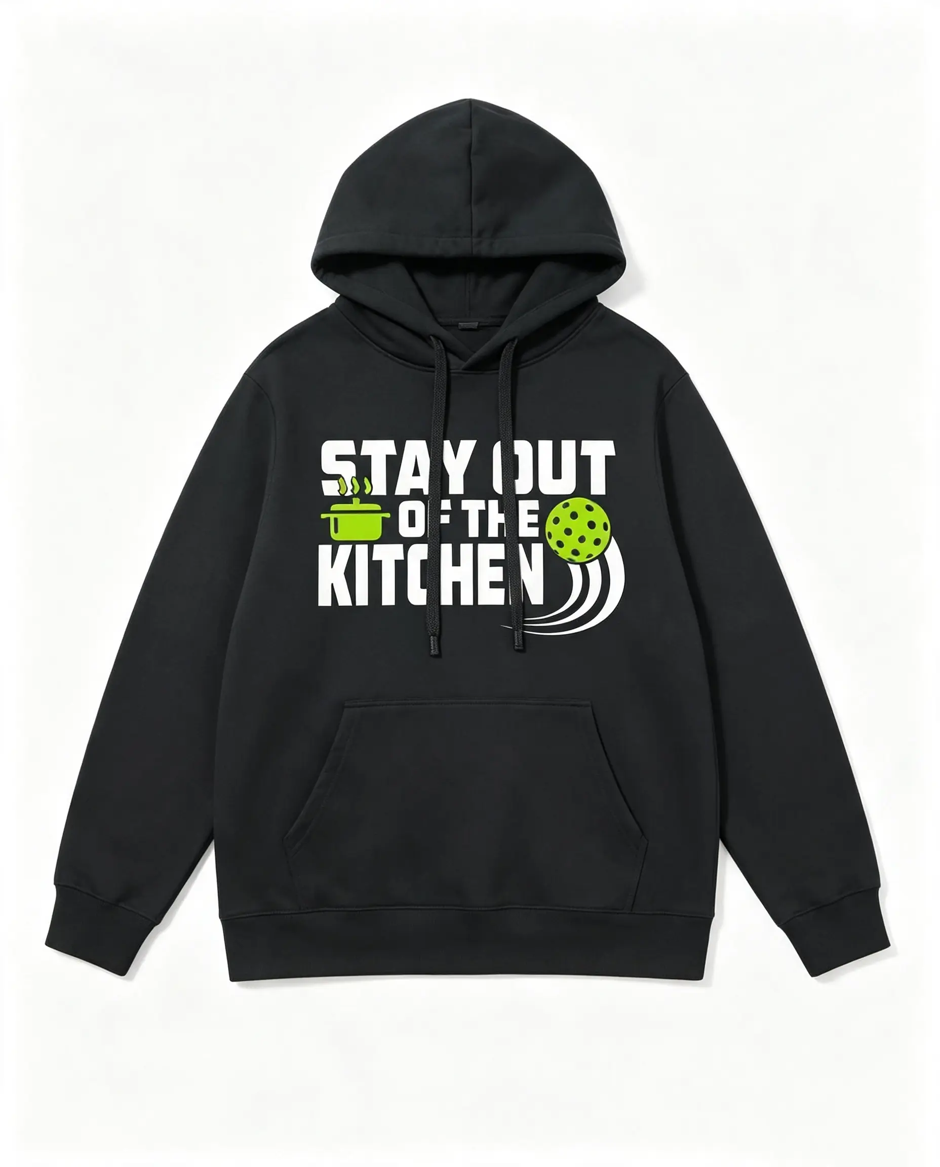 Plus-size unisex back-to-school hoodie for couples, funny “Stay Out Of The Kitchen” pickleball graphic hoodie, casual oversized sports pullover hooded sweatshirt for men and women