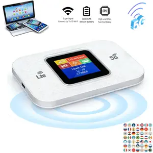 Stop asking for the WiFi password! 5G Portable WiFi, Unlocked 5G LTE WiFi Router with LCD Display, Supports 10 Devices Connected Simultaneously, Ideal for Travel, Home Office, and Outdoor Connectivity, Equipped with 3000mAh Long-Lasting Battery