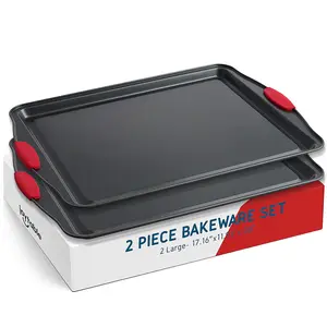 2 Piece Baking Sheet Pan Set Joytable Nonstick Steel Durable Large Cookie Sheets Bakeware Oven