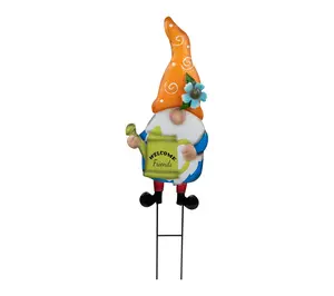 Northlight Welcome Friends Gnome Garden Stake 22" Orange