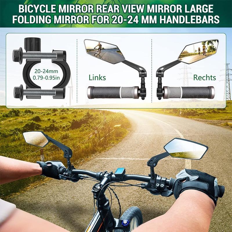 2pcs Bicycle Rearview Mirror High Definition Glass Anti-Scratch Wide Angle Side Mirror 360° Adjustable Bike Mirrors for Bicycle Mountain Bike Road Bike - Outdoor Cycling Safety Accessories