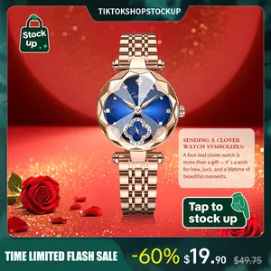【TikTokShopStockUp】Watches Elegant Watch  Luxury Women's  Watch NewYear Gift  with Four-Leaf Clover Diamond Dial Water-Resistant Scratch-Resistant Adjustable Strap Fashionable Design Suitable for wearing on all occasions