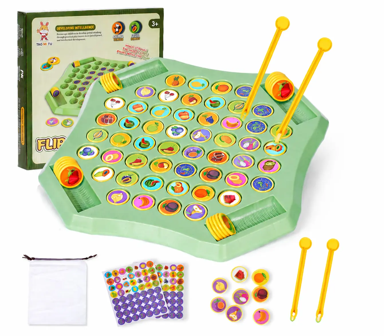54PCS Animal Flip Chess Memory Chess Game, Animal Flip Matching Chess Board, Memory Chess Game for Kindergarten Gathering Activity, Flip to Win Travel Memory Game