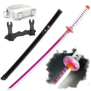 ELERVINO 41 inches Anime LED Light Cosplay Demon Slayer Sword Kanao Kanawo Swords 41 Inches with White Belt & Holder Stand Display for Halloween Anime Role Playing Props Cosplay Collection Decoration Christmas Gift Birthday Decoration