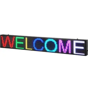 VEVOR LED Message Board,  , P10 Full Color Scrolling Display, Customizable Text and Animation via WIFI or USB, Ideal for Retail, Parties, and Bars, 52"x8"