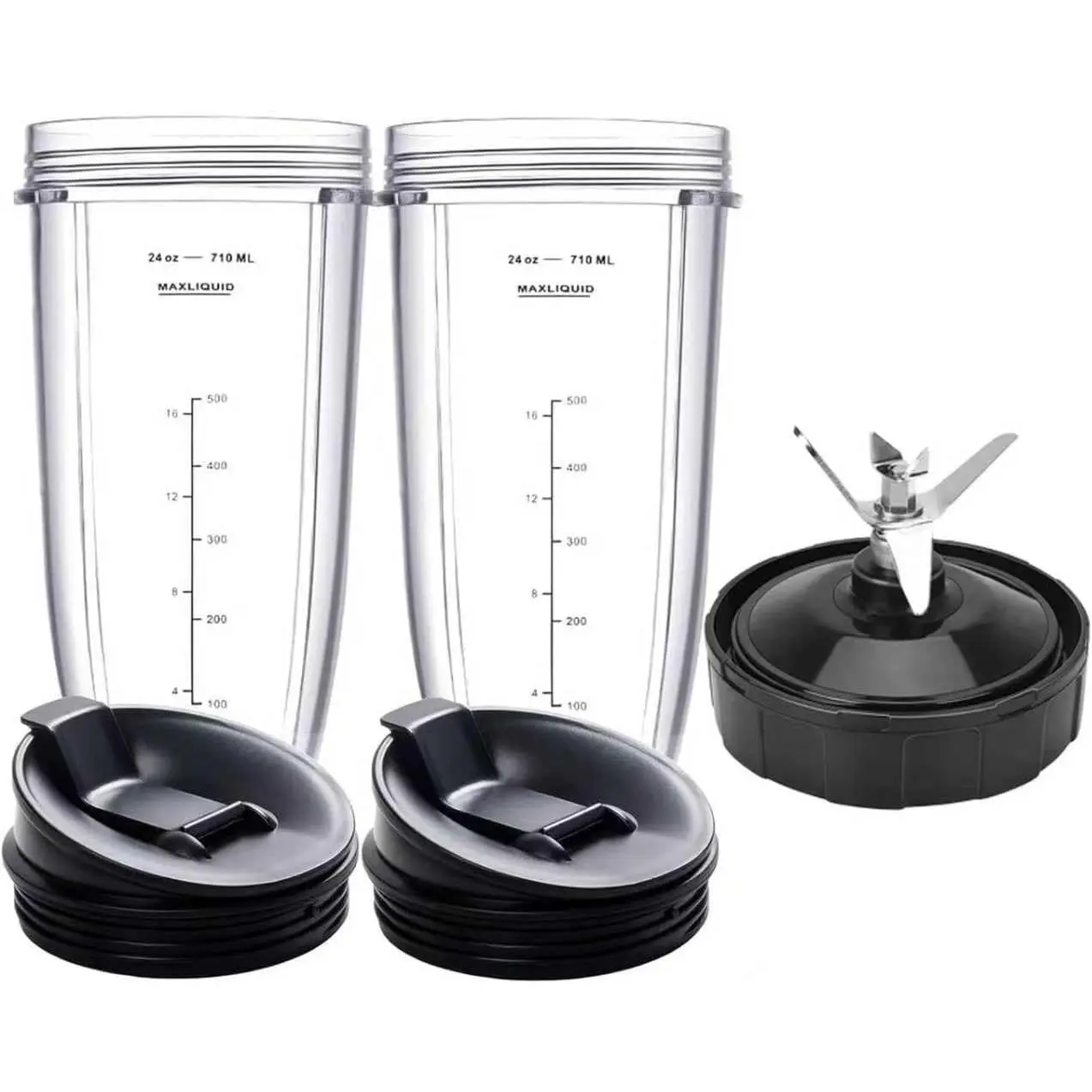 2 Packs Ninja Blender Cups &7 Fins Ninja Blender  Replacement Compatible with BN401 BN751 BN801 BL642 BL480-30 BL490-30 BL640 CT680 CT640C CT641 NN100 NN210 NN102 BL2012