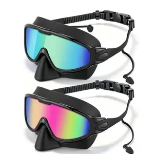 Swimming Goggles 2 Pack, Water Goggles, Wide Vision Anti-Fog UV Protection, Leak-Proof Swimming Glasses for Adults, Men, Women, Kids