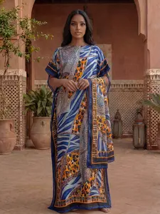 Women's Boho Style Leopard & Zebra Print Robe Set, Spring Summer Thin Loose Fit Long Shawl Scarf, Beach Sun Protection Satin Silk