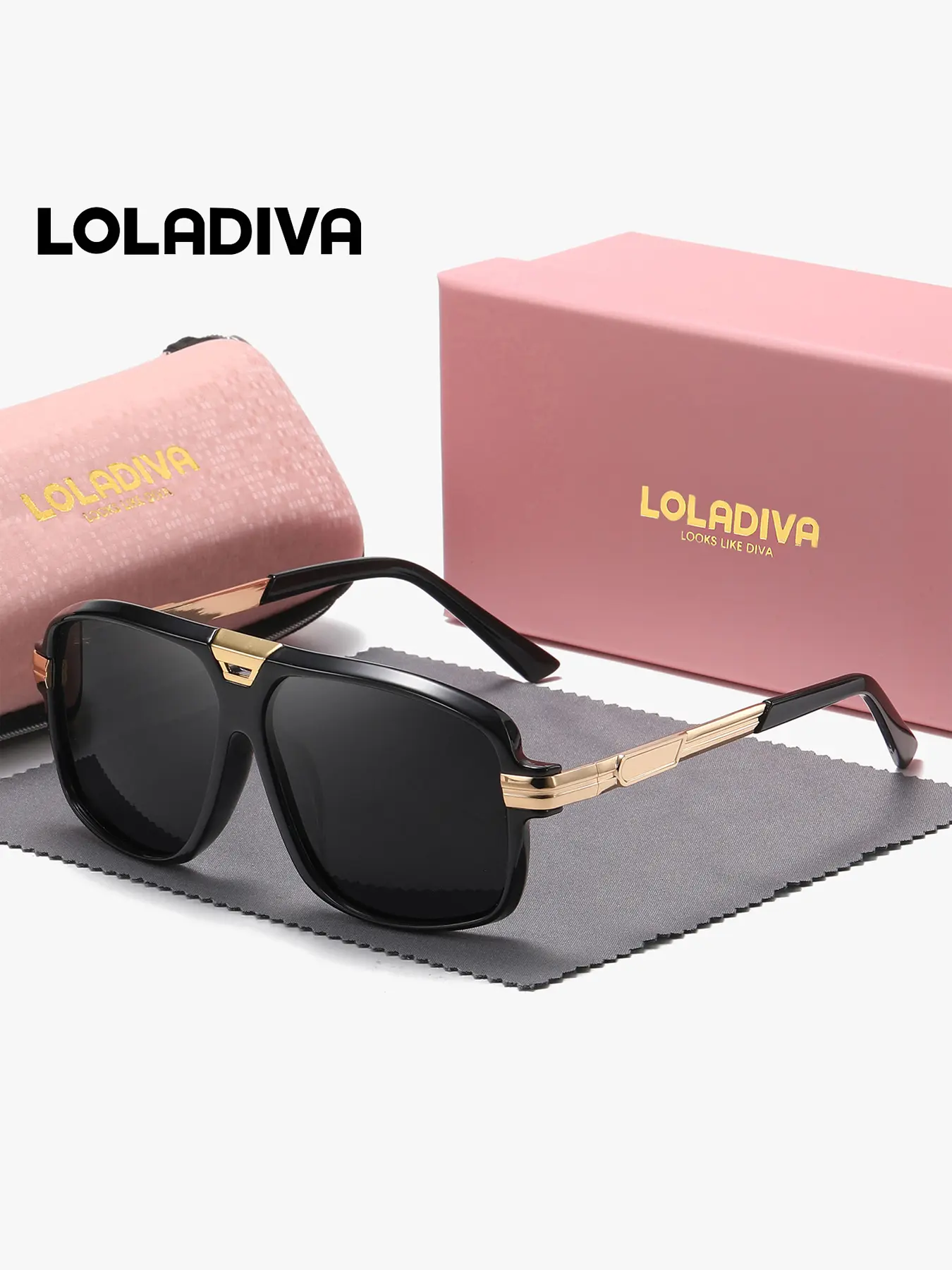 LOLADIVA Unisex Classic Design Full Frame Sunglasses Enduring Appeal Square Frame Sunglasses Trendy Square Sunglasses UV400