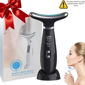 Three-Color Six-Level LED Facial Massager with Ice Pack, Neck Beauty Device, Anti-Wrinkle Vibrating Massage Tool, Holiday Gift