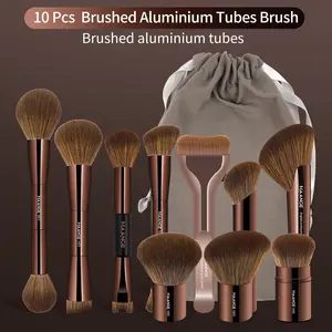 Maange 11-Piece Makeup Tool Set with 10 Brushes and Storage Bag, Foundation Brush, Contour Brush, Blush Brush, Highlighter Brush, Beginner Friendly