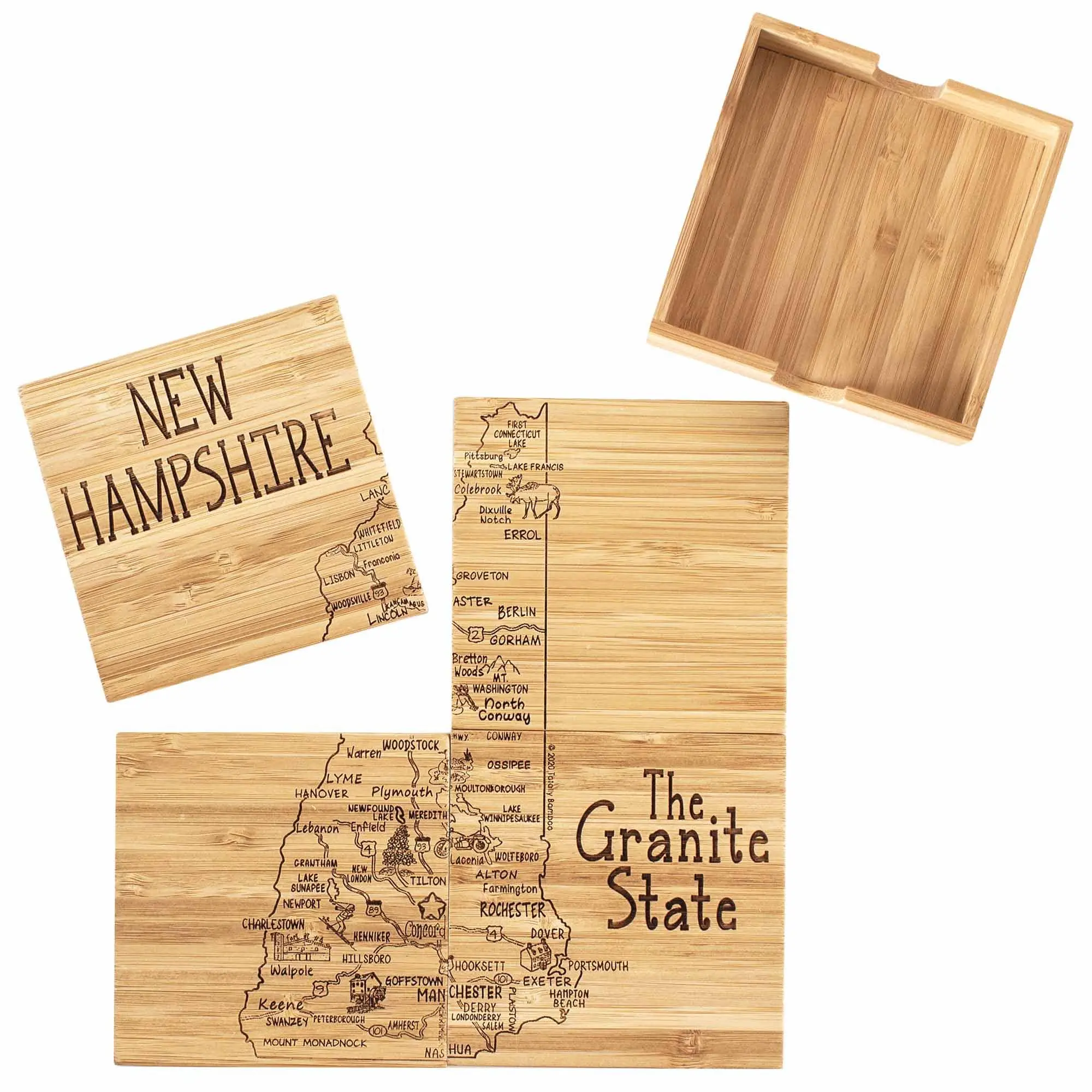 4-Piece New Hampshire Puzzle Coaster Set with Case