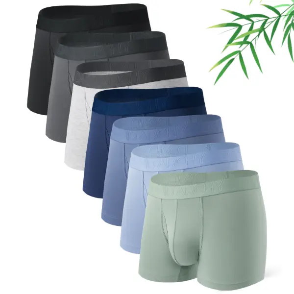 DAVID ARCHY Men's Trunks Underwear 4-Pack, Rayon Bamboo & Silk Fabric with Spandex, Cooling Elasticity, Breathable, Soft Menswear Briefs for Boyfriend, Plain, Black/Dark Gray/Dark Blue/Light Gray-3.5 ‘’,summervibes Boxer Shorts