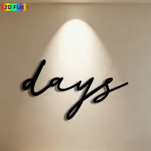 1pc Calligraphy Metal Wall Art, Elegant "Days" Statue Mural, Ideal Gift for New Year, Easter, Typography Enthusiasts, Rust-Resistant Metal Wall Decor Wall Sculptures, Perfect for Living Room Wall & Garden Fence, Stylish Indoor Outdoor Decor