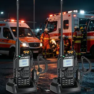 Emergency Prep Survival JUCJET UV-K5 Walkie Talkie Long Range, 200CH Dual Band Two Way Radio with Built-in Flashlight, Weather Alert Handheld Radio for Hurricane Power Outage Outdoor Camping Hiking Adventure