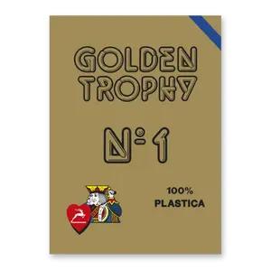 Modiano Ramino Golden Trophy Waterproof 100% Plastic Poker Deck - 54 Cards, 63 x 88 mm, Construction-Ready, Single Deck (Red or Blue) for Adults, Card Game Enthusiasts, All Games Use Cases, Casual Family Play