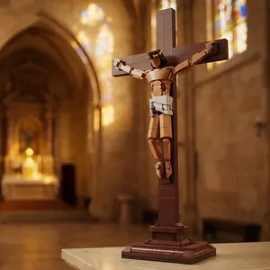 Creative Jesus Cross Building Blocks Set 588Pcs Christian Crucifixion Ornament Home Desktop Decor Religious Decoration Religious Gifts Adult