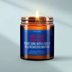 Smells Like a Josh Allen–Rocket Arm & Rollercoaster Emotions, Football Candle, Buffalo Candle Gift