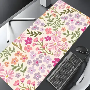 Lovely Colorful Summer Flowers Design Large Gaming Mouse Pad,Aesthetic Desktop Drotection Pad,Washable Rubber Pad Non-Slip Lock Edge Multi-Size Mouse Pad Suitable For Home Office,Good Gift for Family and friends