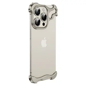 Frameless Irregular Metal Smartphone Cover, Handheld Cellphone Bumper Case with Camera Lens Protection, Compatible with iPhone 17, 16 Pro Max, 15 Devices - Mobile Phone Accessories