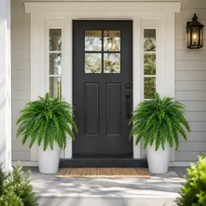 2Pcs Fake Fern - Artificial Ferns for Outdoors - Faux Ferns for Outdoor Planter Large Outdoor Patio Decor Boston Fern Artificial Plants Faux Greenery Porch Decor