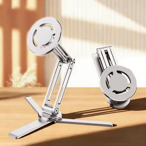 Magnetic Foldable Phone Stand,Foldable Portable Pocket Phone Holder,Fully Adjustable Foldable Desktop Phone Holder Dock, Metal Construction,Aluminum Magnetic Phone Tripod for iPhone 17/16/15/14 Pro Max Air, Foldable Cell Phone Stand Fits Vlog, Gym, Travel