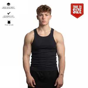 Men’s solid-color sleeveless vest/tank top for summer, stretchy athletic fitness wear, trendy men’s style outdoorfun