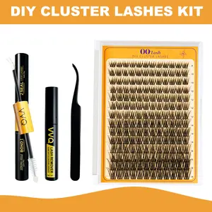 VVQ Lash Soft and Cute Premium Fiber D Curl DIY Eyelash Extension Kit-Sofie, Magic, Puffia, Viva-Waterproof Long lasting Lashes Makeup For Girl-Bond and Seal Eyelash Glue and Lash Remover Beginner Friendly Individual Lashes