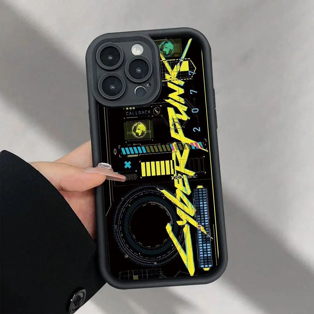 Cyberpunk Tech-Inspired Pattern TPU Protective Casing for iPhone - Soft Touch, Waterproof, Lens Protection, 2D Printing, Shockproof Durable Cover (17 Pro Max,16,16e,15,14 Plus,13,12 Mini,11,Air,X,XS) | Handheld Cellphone Accessory (Gift Option)