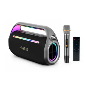 IP-1-PRO 10 Hrs/ 8000 mAh Bluetooth Wireless RGB Light Portable Water Resistant Speaker with UHF Microphone/Remote/Strap