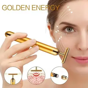 Energy 24K Gold T Beauty Bar Facial Roller Massager T-Shape Energy Beauty Bar Pulse Firming Face Massage Lift Tool Radiance Roller