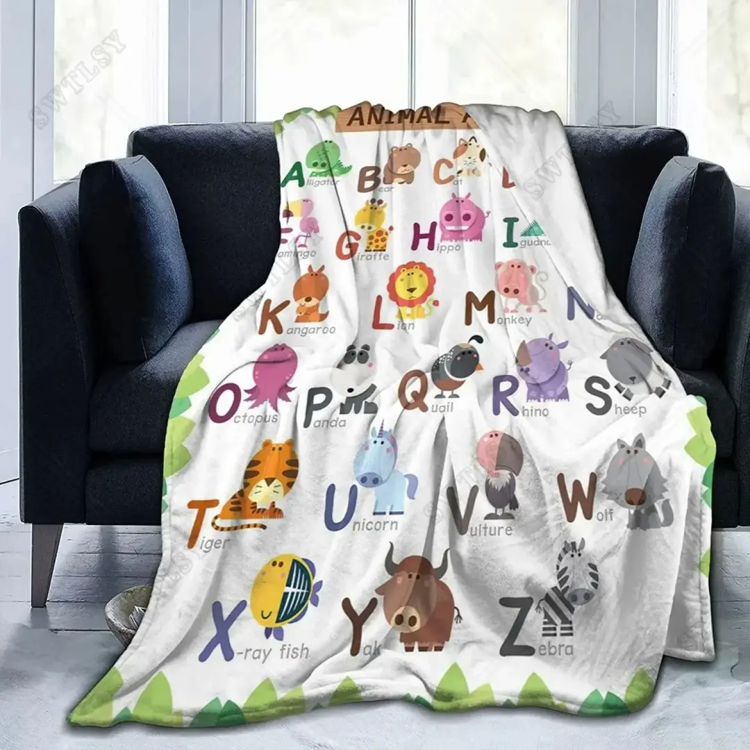 Alphabet Lore Flannel Throw Blanket Anime Cartoon Super Soft Micro Suitable for Sofa Living Room Throws All Season Lightweight