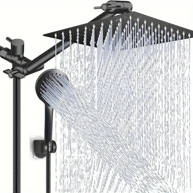 Rain Shower Head Set, High Pressure Rain Shower Head with Adjustable Extension Arm & Handheld Shower Head, Bathroom Shower System, Shower Head Combo, Pressure Showerhead, Powerful Shower Heads High Pressure