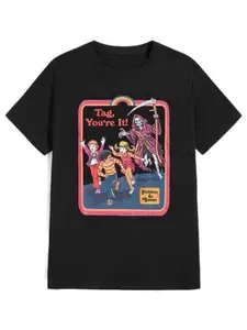 Men's Rhodes Tag You're It T-Shirt, Unique Graphic Design, Casual Wear, Daily, Loose-Fitting Short Sleeve, No Zipper, No Collar
