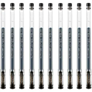 Gel Pens, 0.38mm Ink Pens Smooth Writing Pens, Quick Dry Ink Pens, Set of 10 (Black)