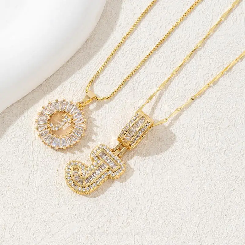 2 Pack Initial Letter Pendant Necklaces for Women, 18K Gold Plated Alphabet Necklace, Elegant Jewelry for Mother's Day