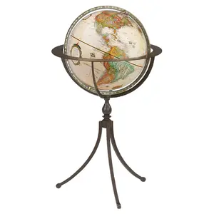 Replogle Made in USA Marin 16″ Antique Raised Relief Floor Globe Handcrafted Wrought Iron Stand World Globe Home & Office Decor