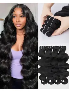 Natural wavy hair bundles, real human hair bundles, water wave human hair bundles, natural black hair bundles, unprocessed Brazilian virgin human hair bundles, hair extensions, Brazilian Remy hair, 15A grade human hair, Hair Weave Extensions