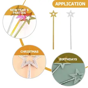 5PCS Girls Costume Props Star Magic Wand Angel Fairy Wands Sticks Birthday Party Wedding Halloween Cosplay Christmas 13 Inches (Silver)